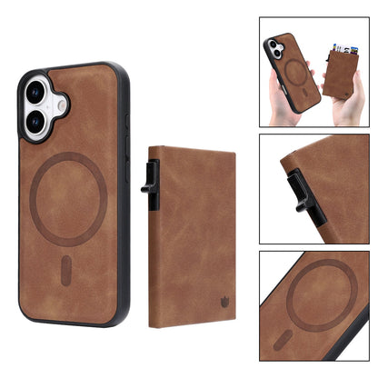 Apple iPhone 17 Hoesje - Sienna Brown - MagSafe Back Cover met Uitschuifbare Pasjeshouder