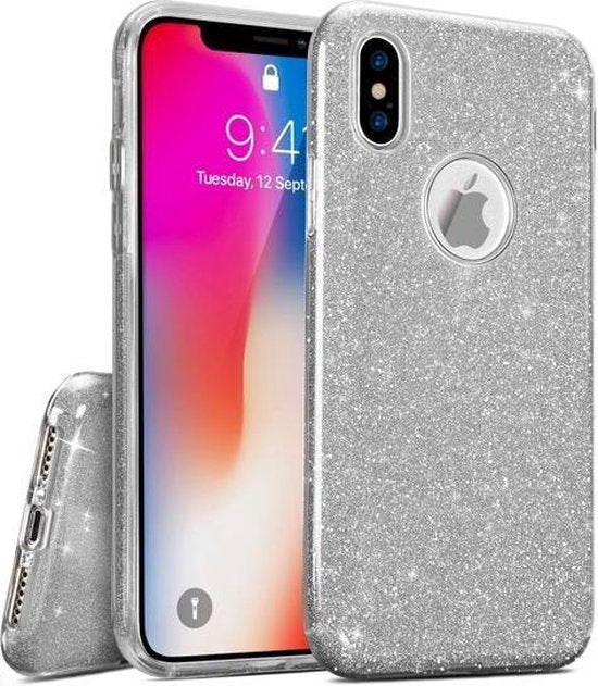 Apple iPhone Xs Max Case - Silver - Glitter Back Cover
