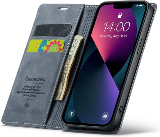 Apple iPhone 13 Mini Hoesje - Shadow Gray - Dunne Bookcase