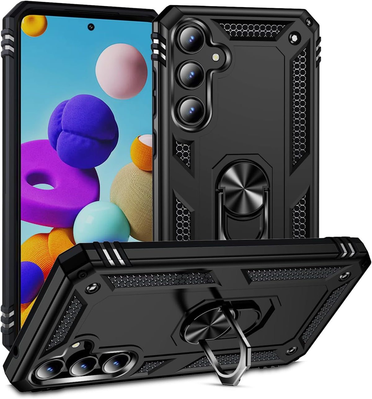 Samsung Galaxy A55 Case - Black - Armor Kickstand Back Cover