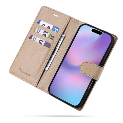 Apple iPhone 15 Case - Soft Beige - 2-in-1 Faux Leather Wallet Case