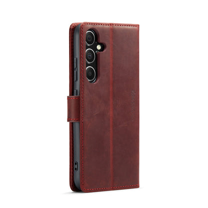 Samsung Galaxy S25 Plus Hoesje - Crimson Red - Echt Leren Bookcase