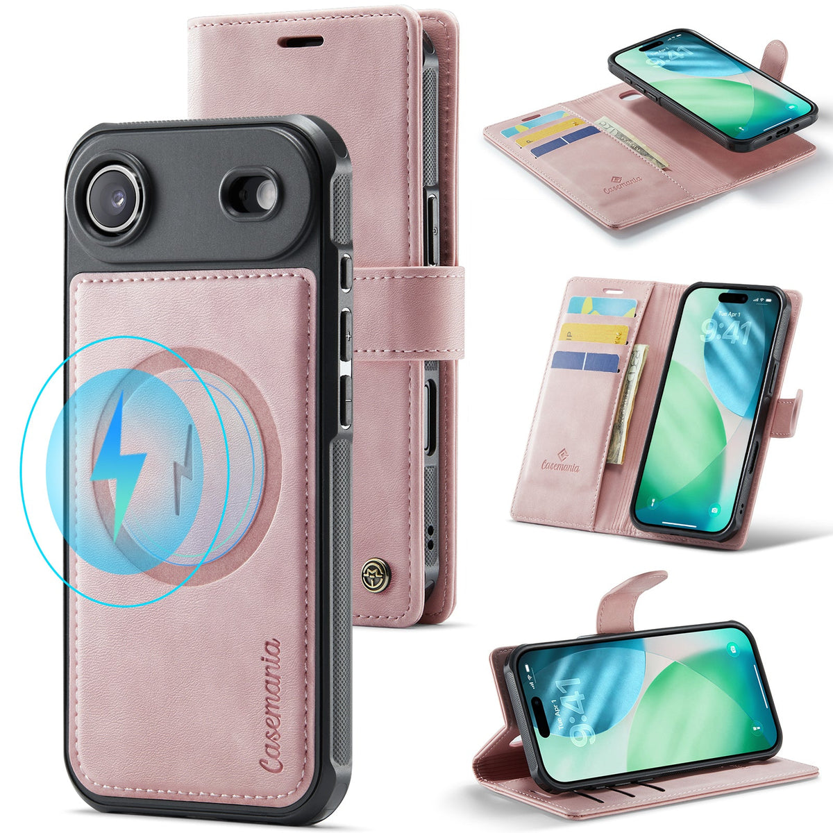 Apple iPhone Air Case - Pale Pink - Luxury 2-in-1 MagSafe Wallet Case