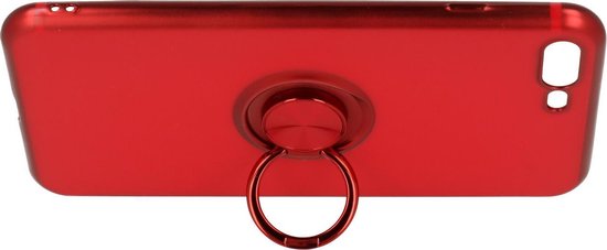 Apple iPhone 7 Plus Case - Red - Silicone Ring Kickstand Back Cover