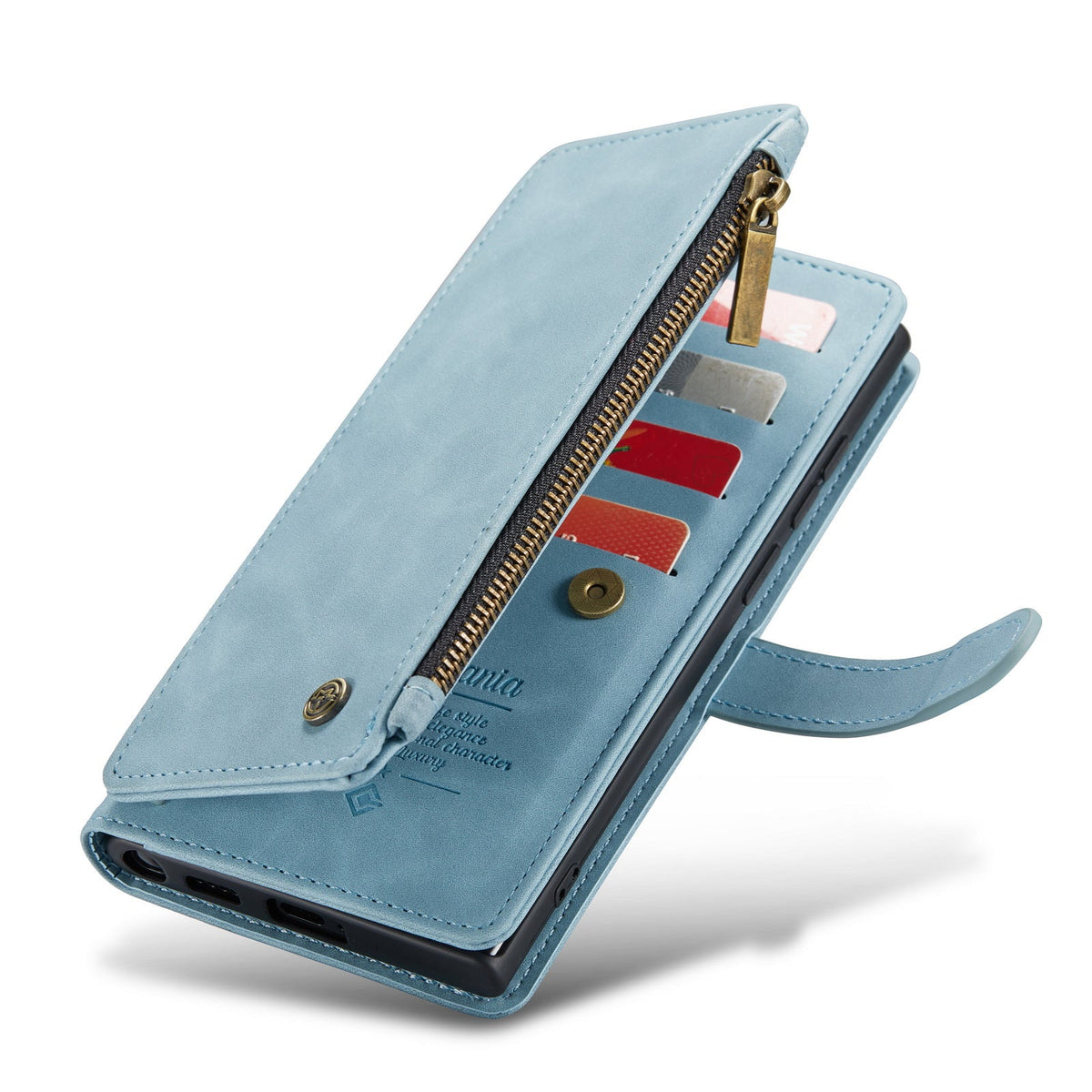 Samsung Galaxy S25 Ultra Hoesje - Aqua Blue - Luxe Bookcase met Rits