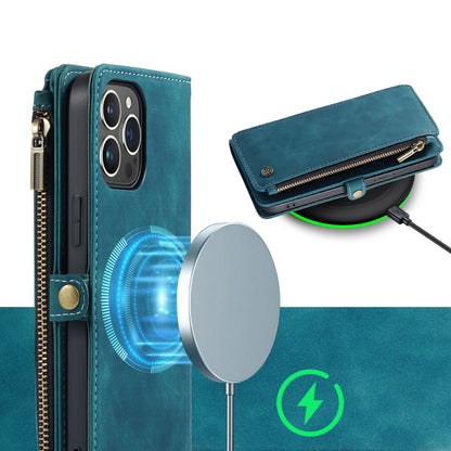 Apple iPhone 15 Plus Hoesje - Emerald Green - Luxe MagSafe Bookcase met Rits en Telefoonkoord
