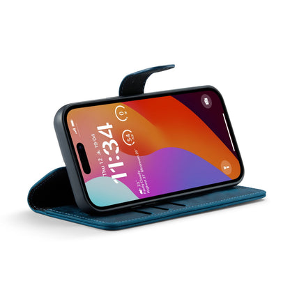 Apple iPhone 15 Pro Hoesje - Navy Blue - Echt Leren 2 in 1 MagSafe Bookcase