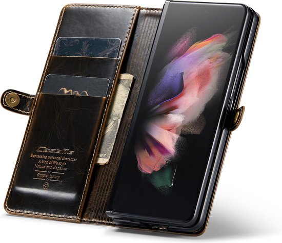 Samsung Galaxy Z Fold 4 Hoesje - Rustiek Sienna Brown - Dunne Bookcase