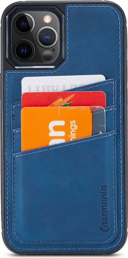 Apple iPhone 12 Pro Max Hoesje - Navy Blue - Back Cover met Pasjeshouder