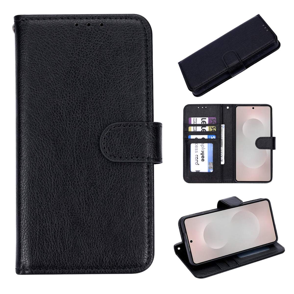 Samsung Galaxy S26 Hoesje - Zwart - Luxe Kunstlederen Portemonnee Bookcase