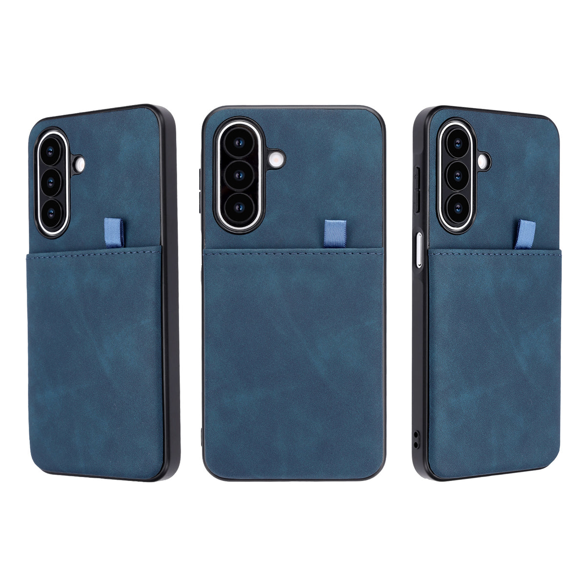 Samsung Galaxy A27 Hoesje - Navy Blue - Kunstleren Back Cover met Pull-Tab Pasjeshouder