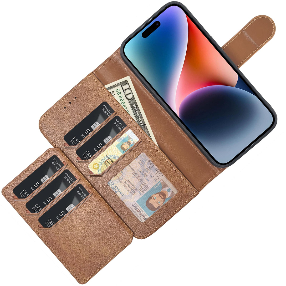 Samsung Galaxy A15 5G Hoesje - Bruin - 2 in 1 Bookcase met 10 Kaart Vakken