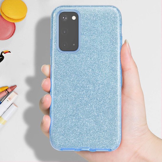 Coque Samsung Galaxy A03 - Bleu - Étui arrière à paillettes