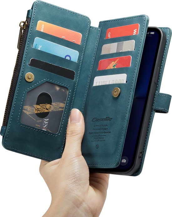 Apple iPhone 13 Pro Max Hoesje - Emerald Green - Luxe Bookcase met Rits