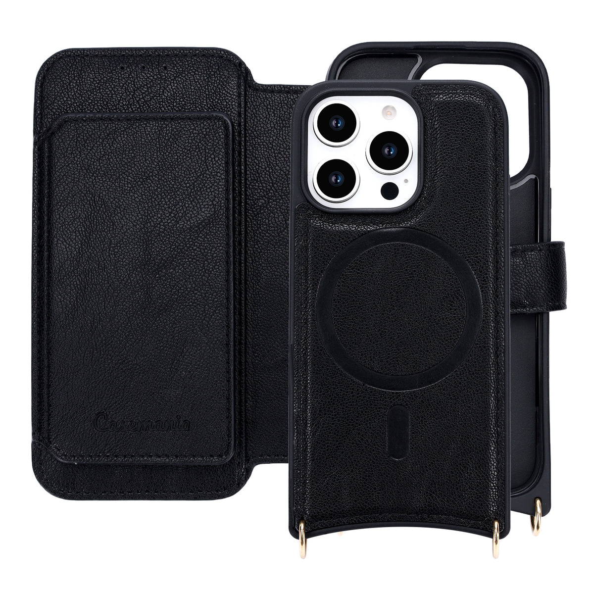 Apple iPhone 16 Pro Max Hoesje - Zwart - 'Amsterdam' Magnetische Wallet Case met Pasjeshouders en