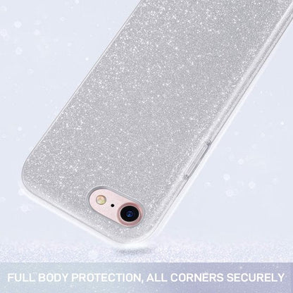 Apple iPhone 7 Hoesje - Zilver - Glitter Back Cover