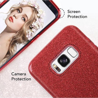 Samsung Galaxy S8 Case - Red - Glitter Back Cover