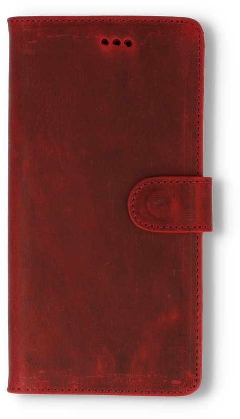 Samsung Galaxy A22 5G Hoesje - Rood - Echt Leren Bookcase