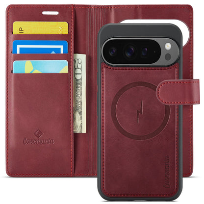 Google Pixel 10 Pro XL Hülle - Burgundy Red - Luxuriöses 2-in-1 MagSafe Bookcase