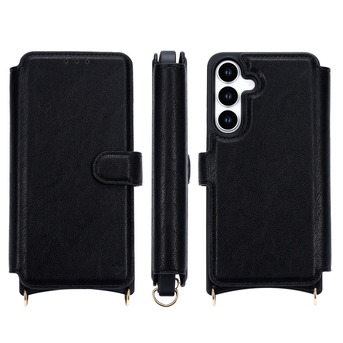 Samsung Galaxy S25 Hoesje - Zwart - 'Amsterdam' Magnetische Wallet Case met Pasjeshouders en