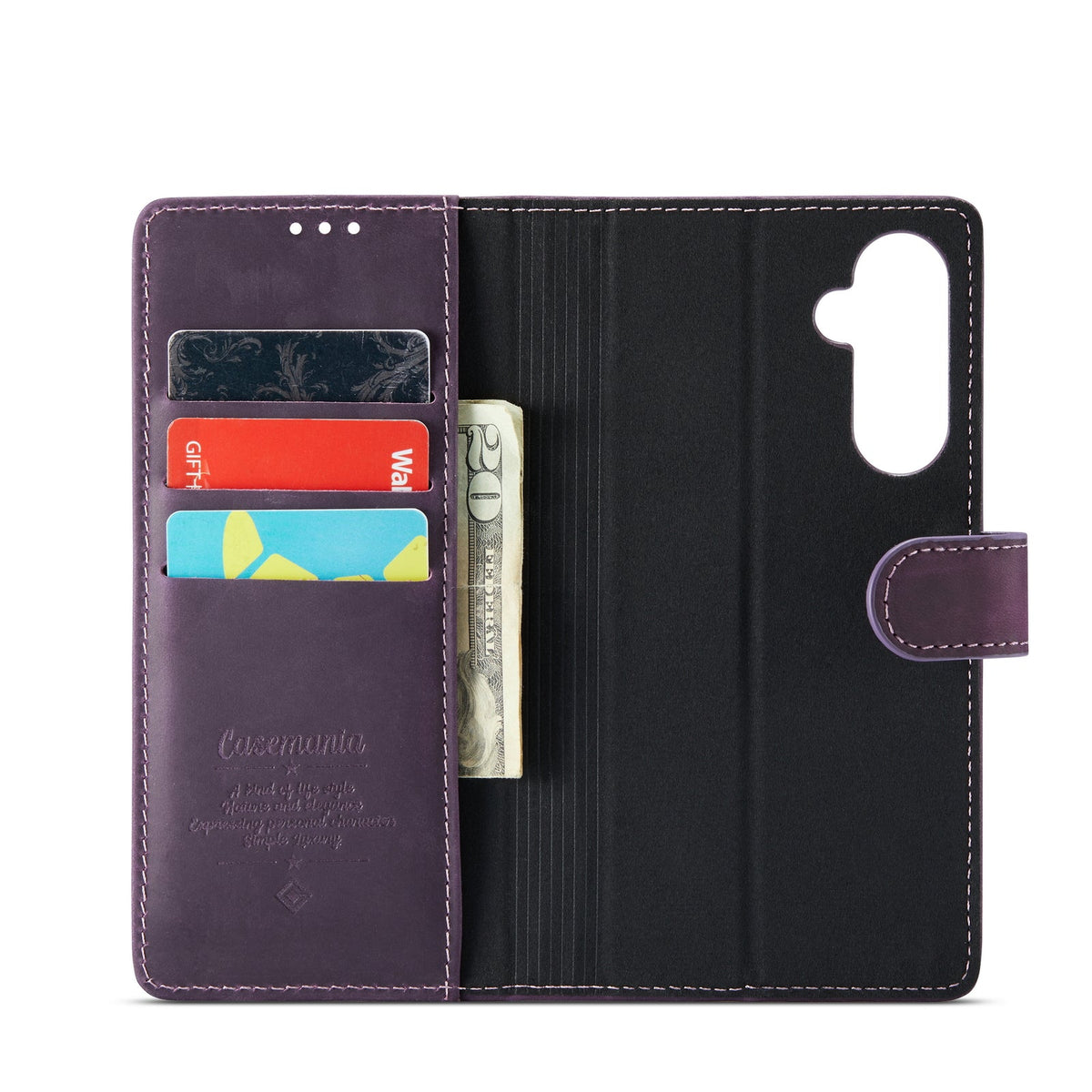 Samsung Galaxy A54 Hoesje - Dark Purple - Echt Leren 2 in 1 Bookcase