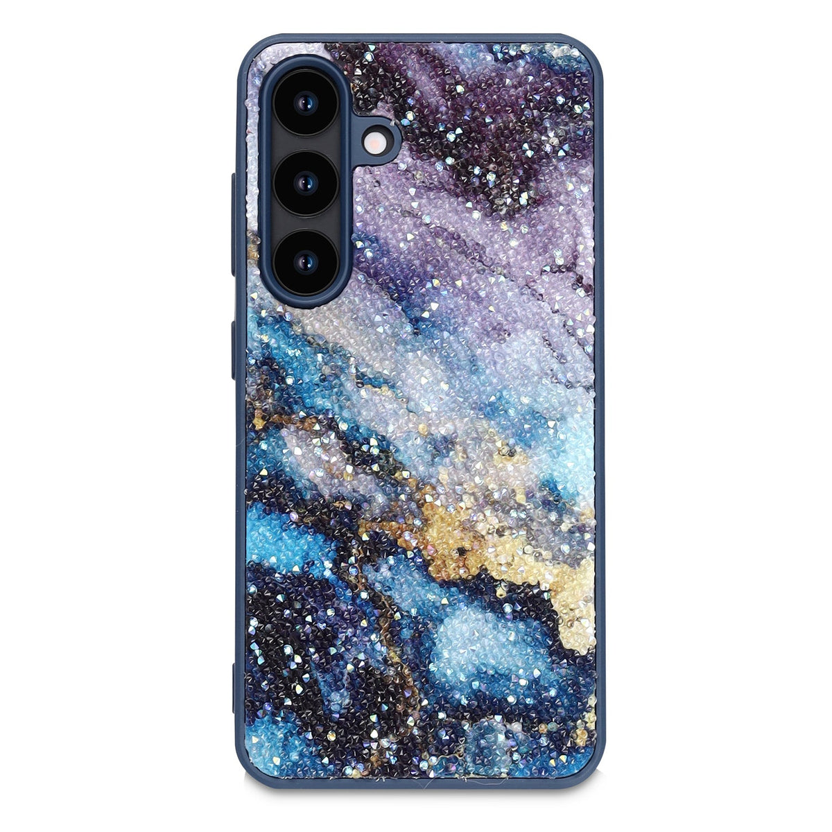 Samsung Galaxy A56 Hoesje - Blauw - Diamant Marmer Back Cover