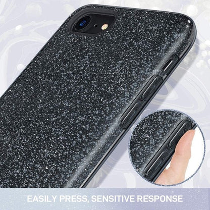 Apple iPhone 7 Hülle - Schwarz - Glitzer-Backcover