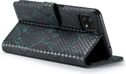 Samsung Galaxy A22 5G Hoesje - Groen - Luxe Slangen Bookcase