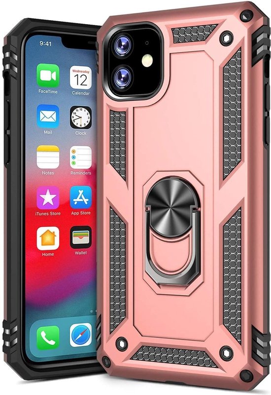 Apple iPhone 11 Hoesje - Rosegoud - Armor Kickstand Back Cover