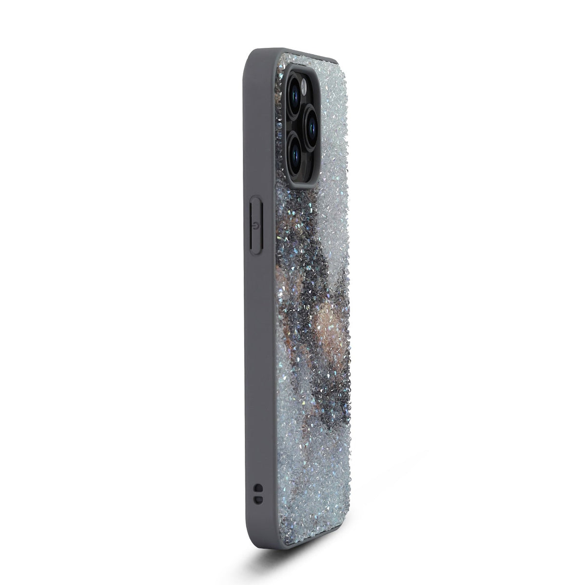 Apple iPhone 15 Pro Hoesje - Grijs - Diamant Marmer Glitter Back Cover
