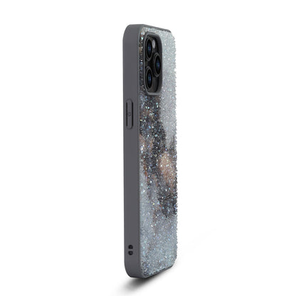 Apple iPhone 14 Pro Hoesje - Grijs - Diamant Marmer Glitter Back Cover