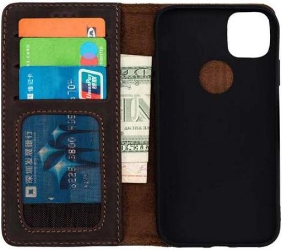 Samsung Galaxy A71 Hoesje - Donker Bruin - Echt Leren Bookcase