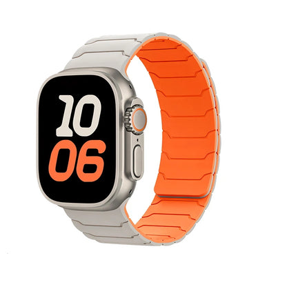 Apple Watch Bandje 44/45/46/49 mm - Hoco Magnetisch Siliconen - Starlight met Oranje