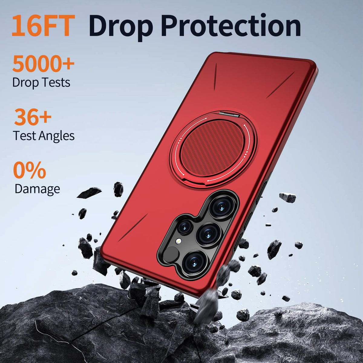 Samsung Galaxy S26 Ultra Hoesje - Rood - Siliconen Ring Kickstand Back Cover