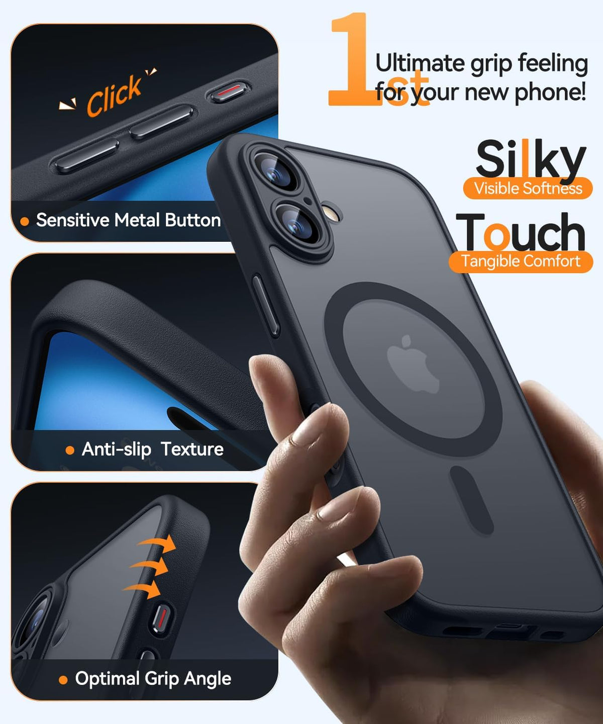 Apple iPhone 16 Plus Hoesje - Zwart - Matte Armor MagSafe Back Cover met Camerabescherming