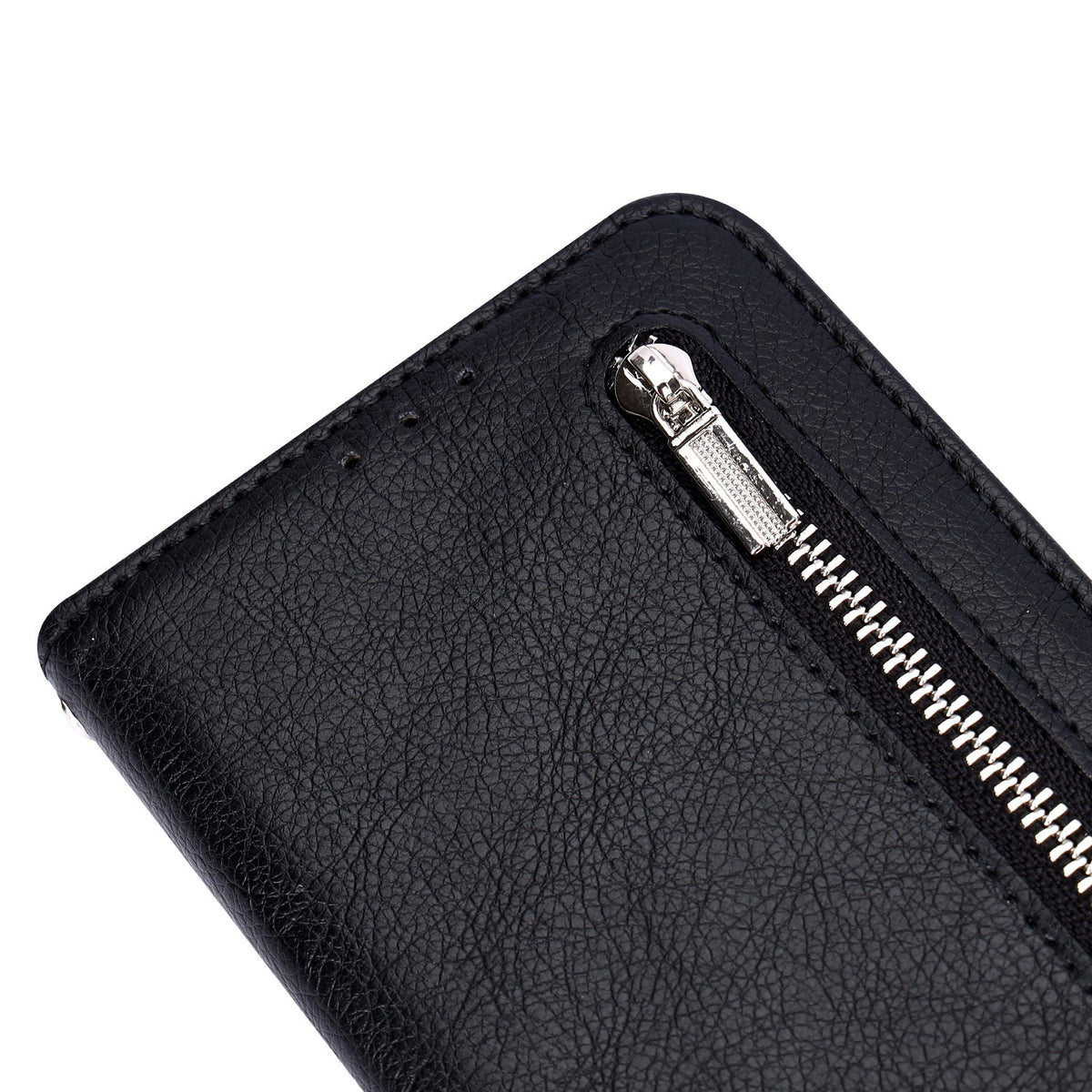 iPhone 11 Hoesje - Luxe Book met Rits - Zwart Back Cover