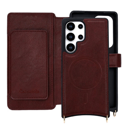 Samsung Galaxy S25 Ultra Hoesje - Wijn Rood - CM Amsterdam Back Cover met Telefoonkoord