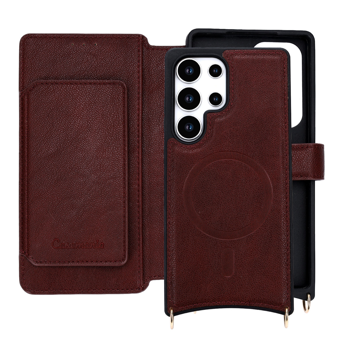 Samsung Galaxy S25 Ultra Hoesje - Burgundy Red - 'Amsterdam' Magnetische Wallet Case met Pasjeshouders en