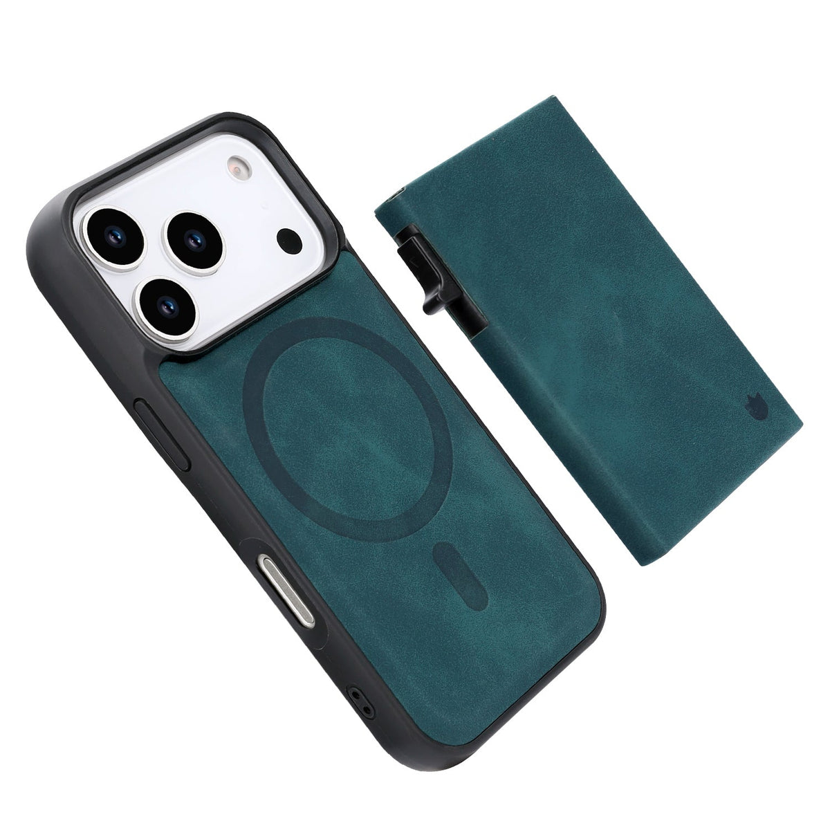 Apple iPhone 18 Pro Max Hoesje - Emerald Green - Kunstleren MagSafe Back Cover met Uitschuifbare Pasjeshouder