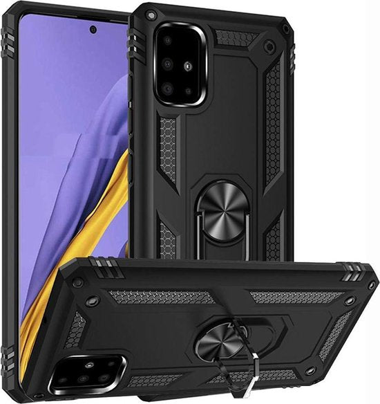 Samsung Galaxy A51 Hoesje - Zwart - Armor Kickstand Back Cover