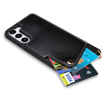 Samsung Galaxy S23 Plus Hoesje - Zwart - Back Cover met Pols Bandje en Telefoonkoord