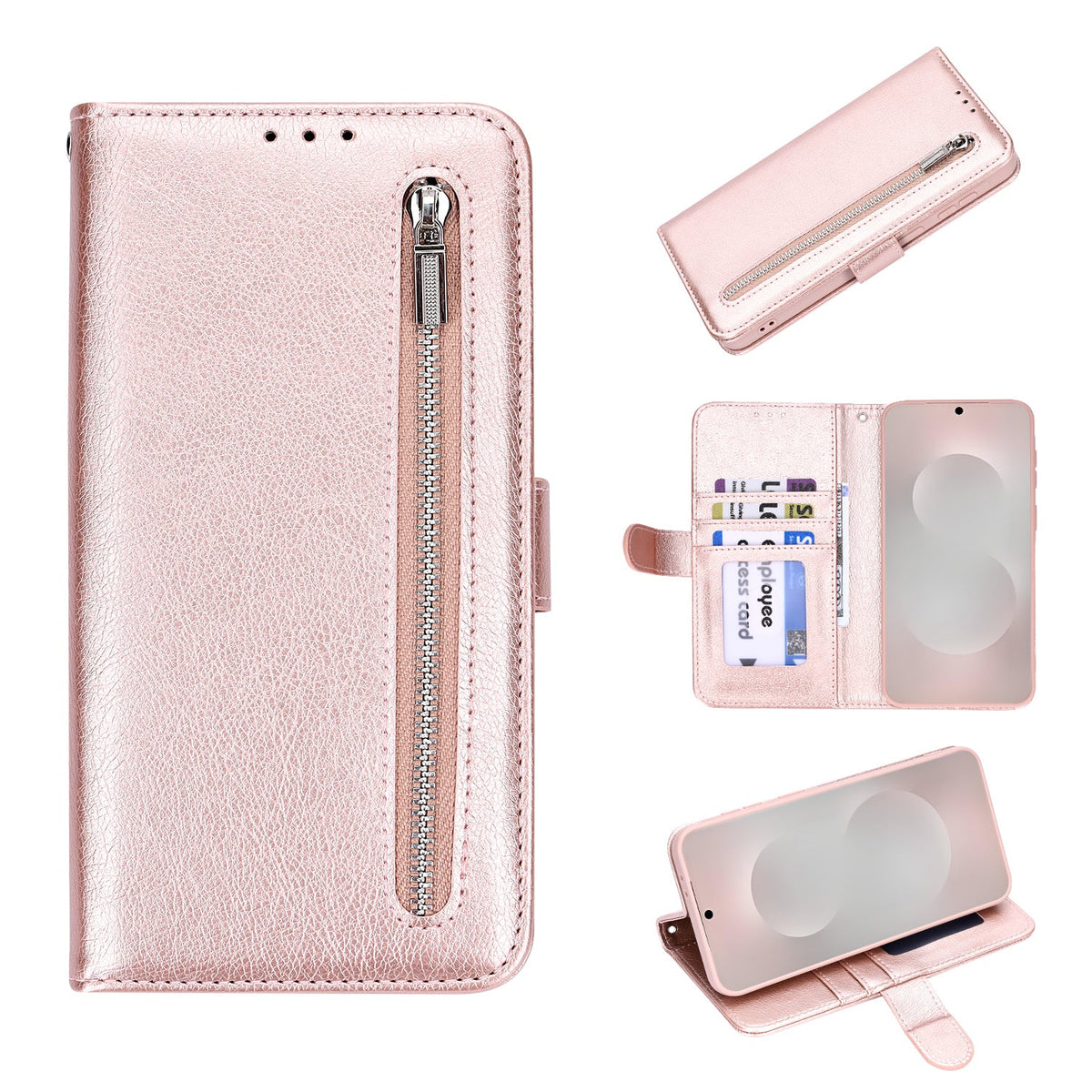 Samsung Galaxy S25 Plus Hoesje - Rosegoud - Luxe Bookcase met Rits