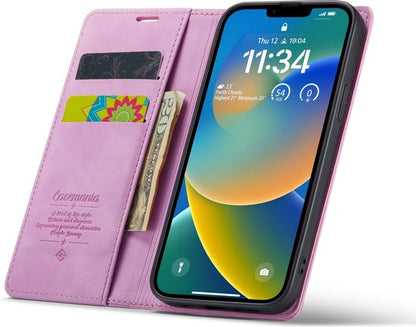 Apple iPhone 14 Hoesje - Pastel Lila - Dunne Bookcase
