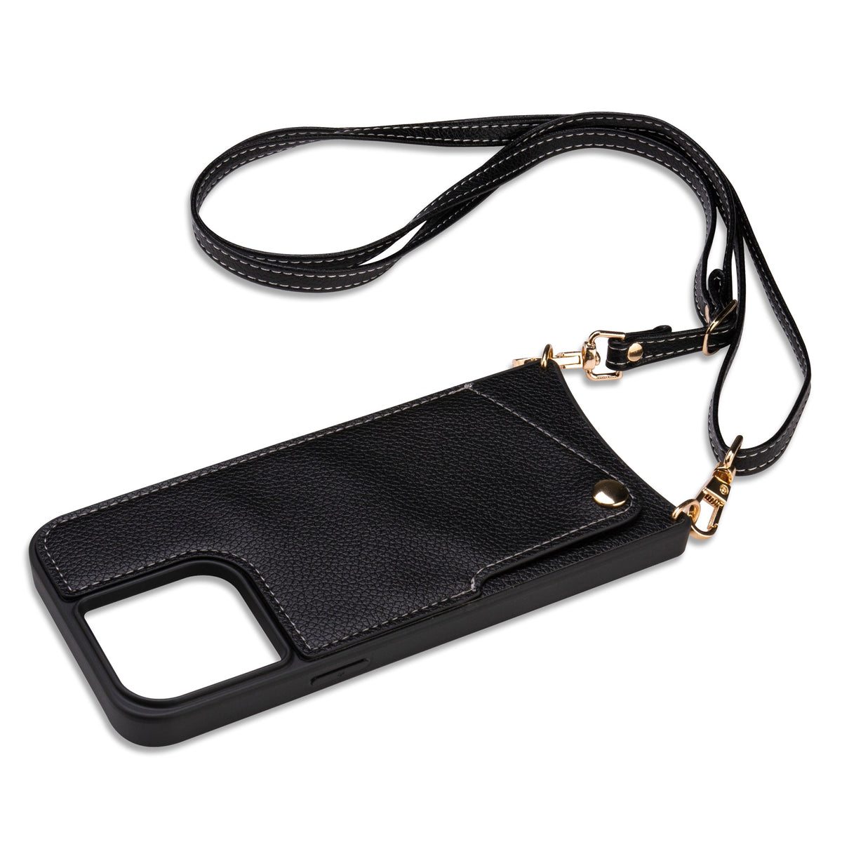 Apple iPhone 15 Pro Case - Black - Back Cover with Wrist Band and Phone Band