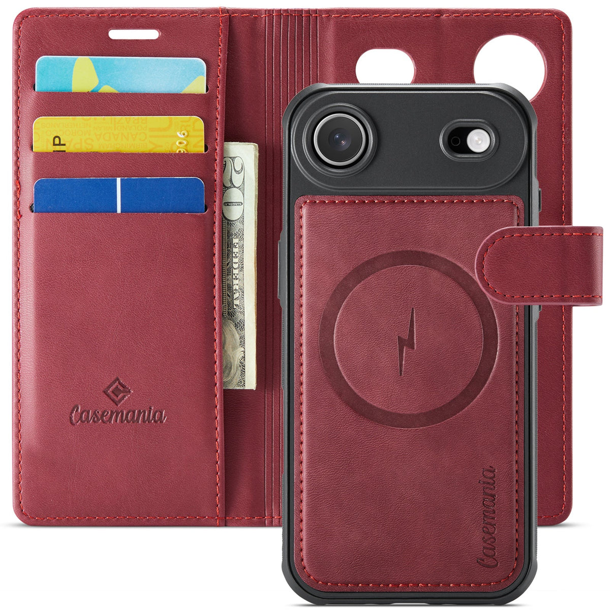Apple iPhone Air Hoesje - Burgundy Red - Luxe 2 in 1 MagSafe Bookcase