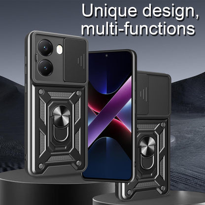 OPPO Reno 13 F Hoesje - Zwart - Armor Kickstand en Camera Bescherming Back Cover