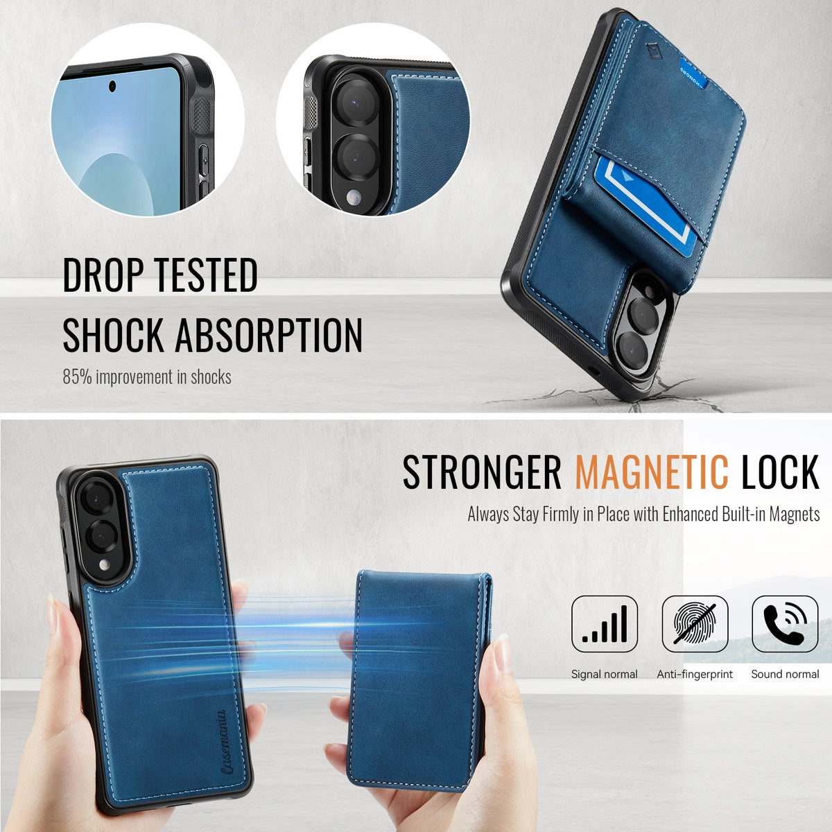 Samsung Galaxy S25 Edge Hoesje - Navy Blue - Back Cover met Pasjeshouder