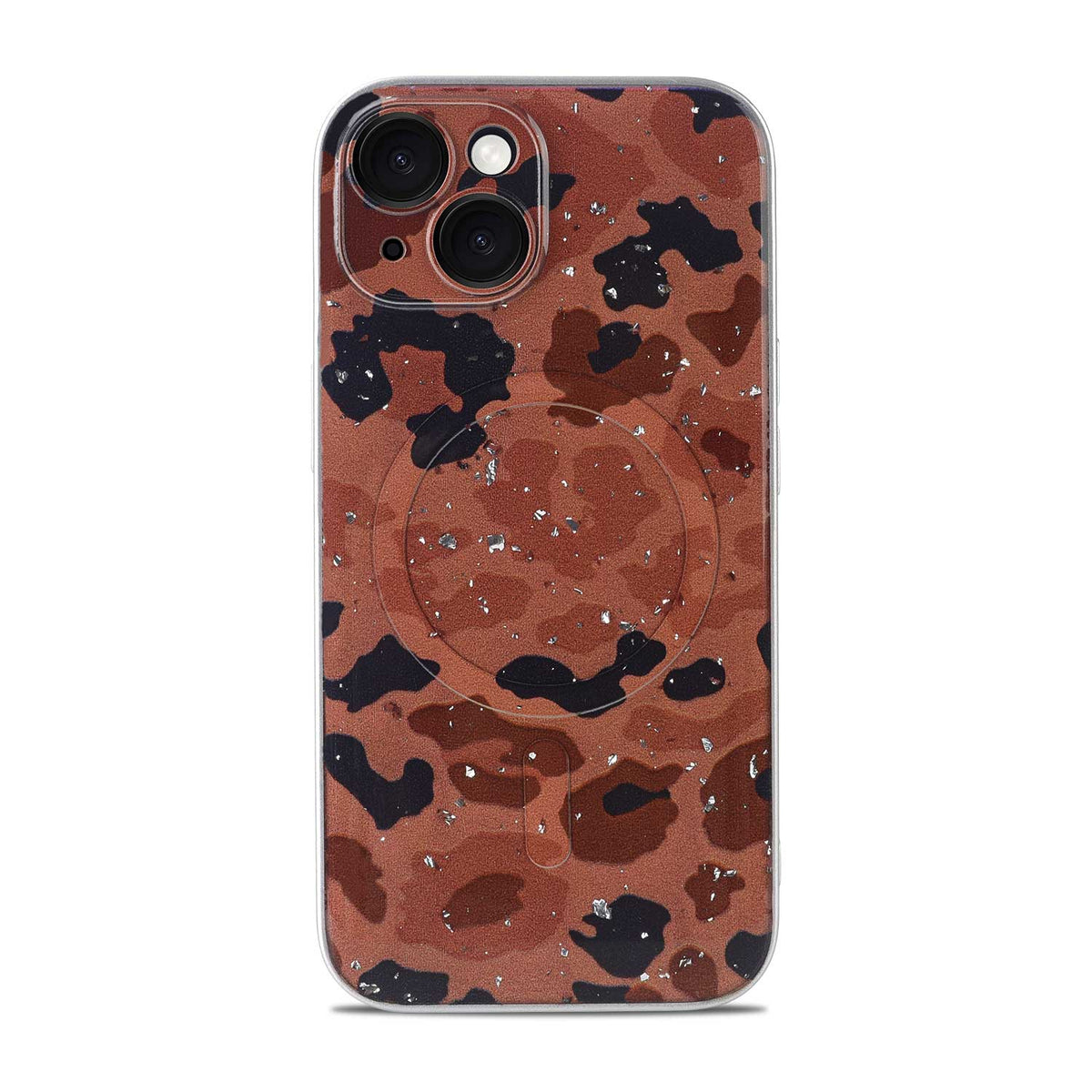 Apple iPhone 14 Hoesje - Brown - Glitter MagSafe Back Cover