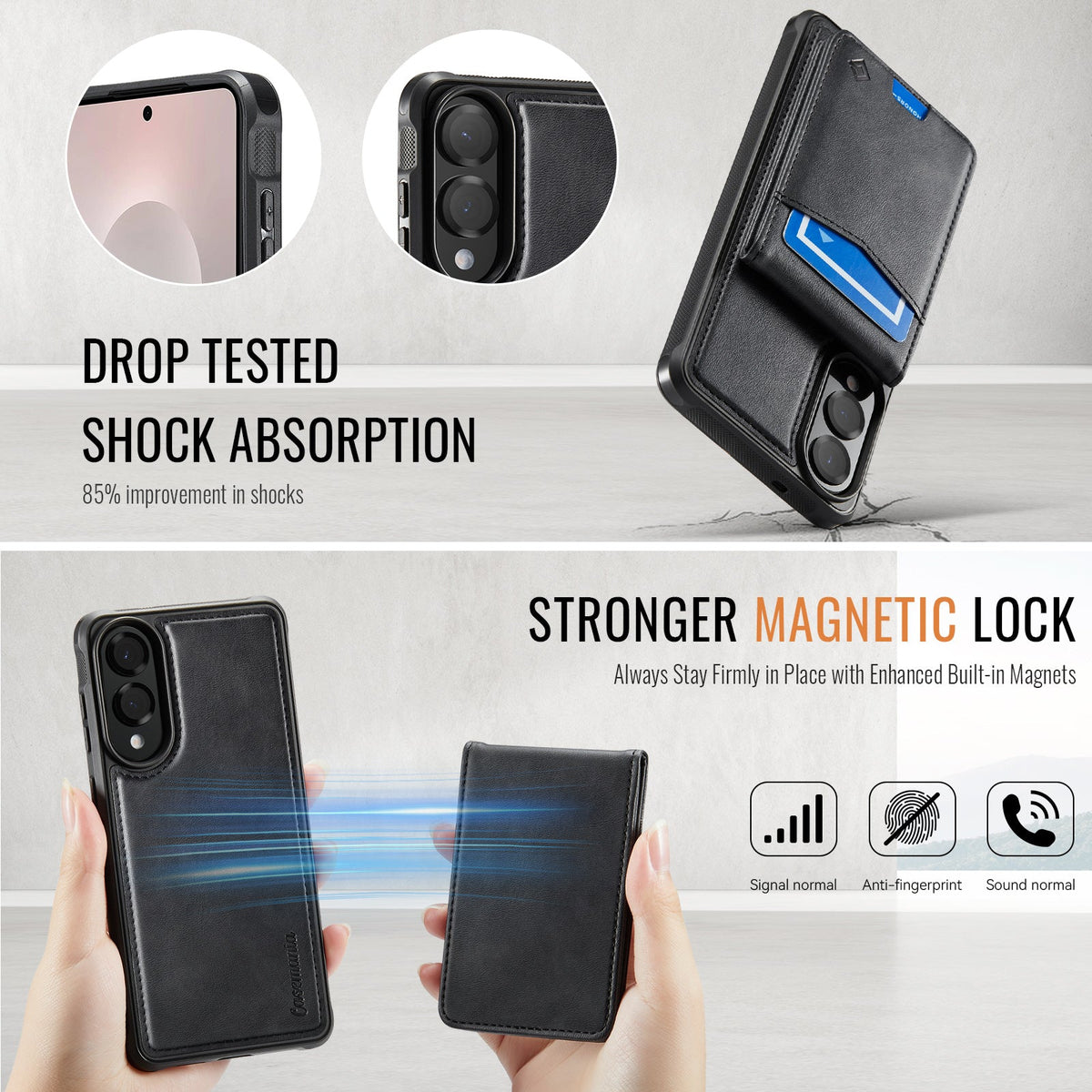 Samsung Galaxy S25 Edge Hoesje - Charcoal Gray - Back Cover met Pasjeshouder