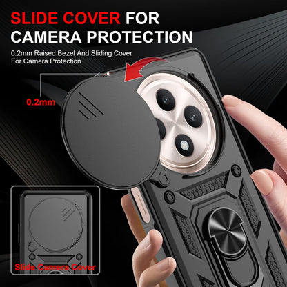 Oppo Reno 12 F Hoesje - Zwart - Armor Kickstand en Camera Bescherming Back Cover